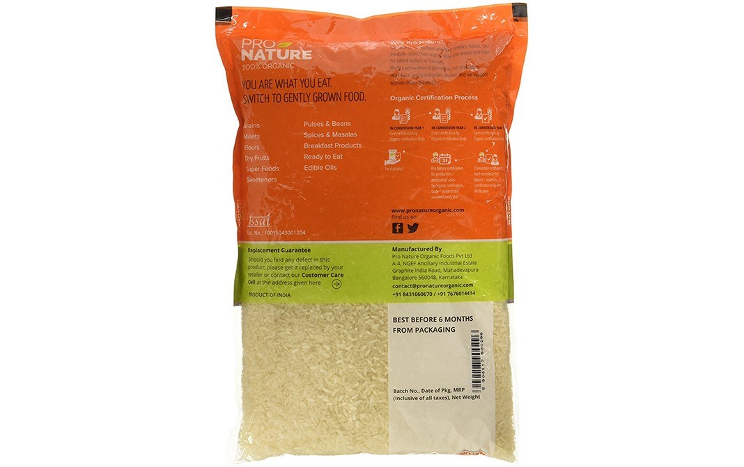 Pro Nature Organic Sonamasoori Rice (White)   Pack  1 kilogram